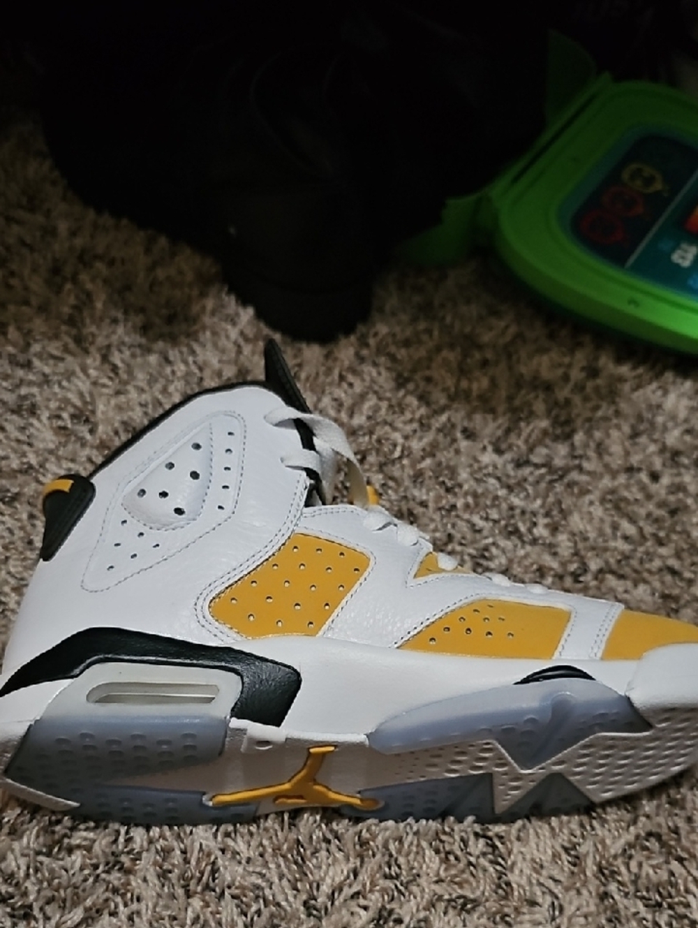 Jordan 6 Retro White, Black & Gold/Yellow High-Top Sneakers - Picture 13 of 14